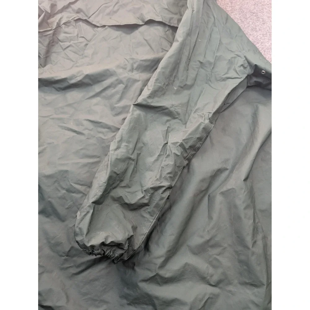 Seaway‎ Rain Coat Mens XL Green PVC Coated Nylon Hooded Long Rain Parka